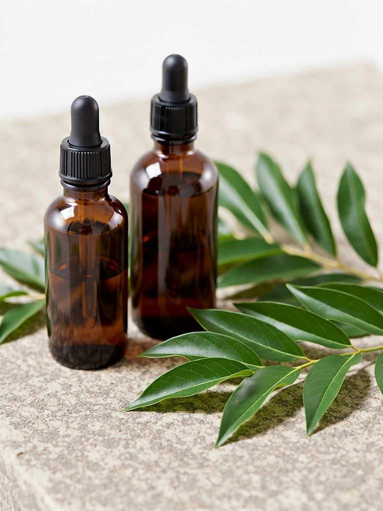 Natural supplement containers on stone